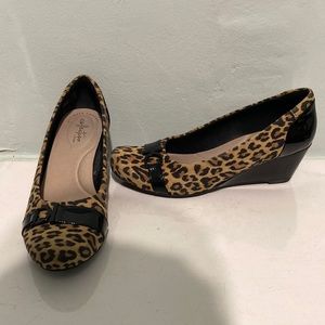 Clarks Leopard Wedges size 8.5 M